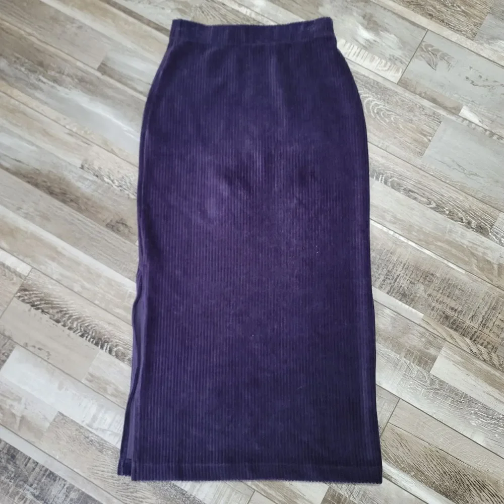 Free People Helen Rib Knit Velvet Skirt Size XS